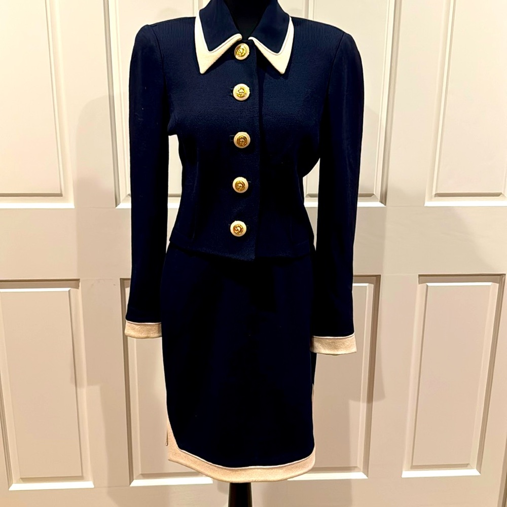 St. John Navy and Cream Blazer